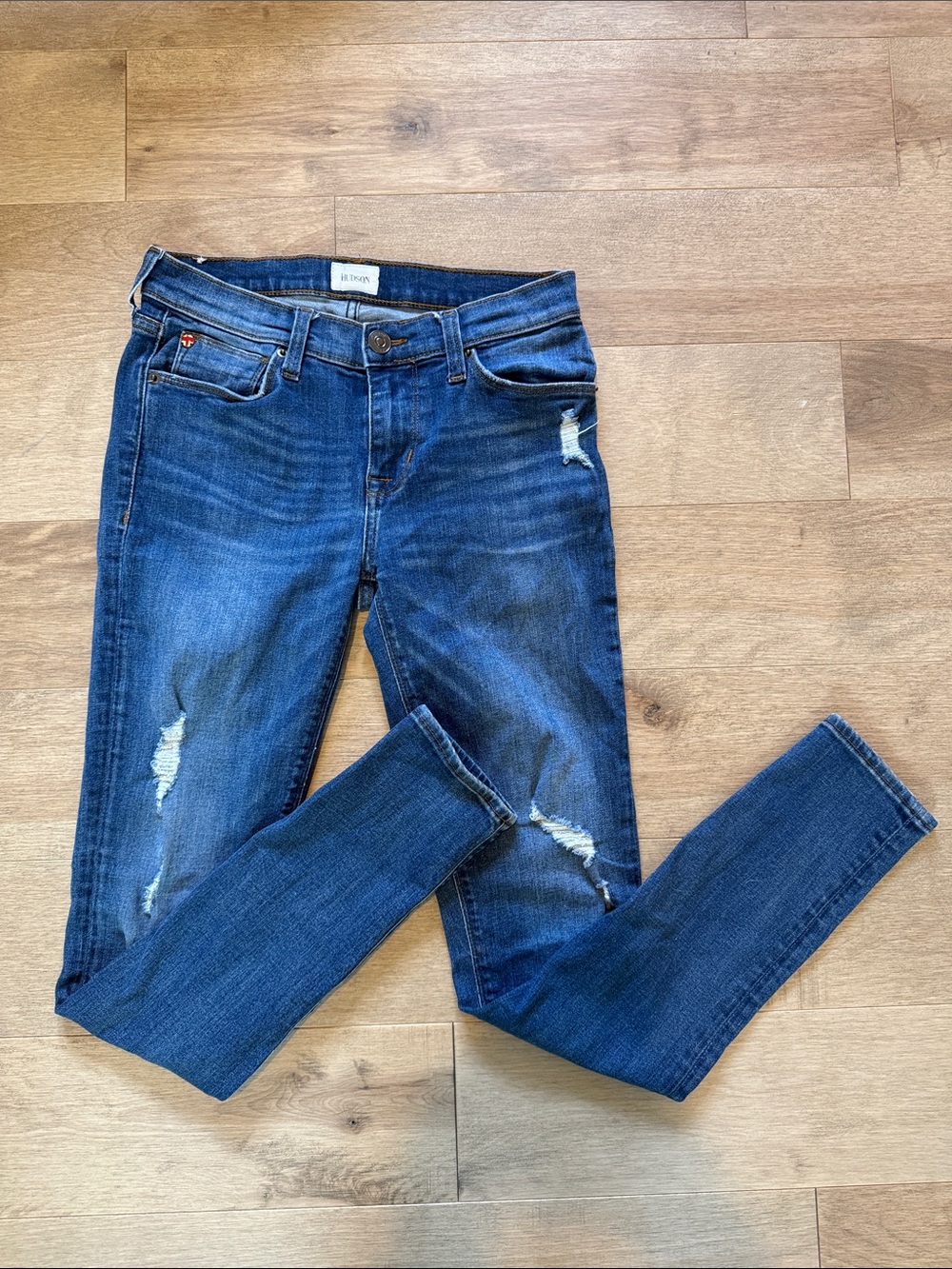 Hudson Jeans Dark Blue Distressed Krista Super Skinny Denim